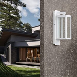illumishin outdoor wall light fixtures exterior waterproof wall lanterns porch sconces wall mounted lighting with glass shades, modern matte white wall lamps for patio front door entryway garden