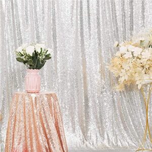 Poise3EHome 6FT x 8FT Silver Sequin Photography Backdrop Curtain for Party Decoration, Silver