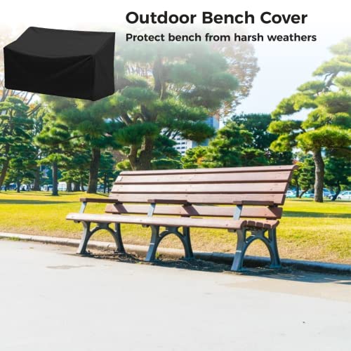 Epicover Outdoor Bench Cover, 210D Heavy Duty 2-Seater Patio Bench Furniture Covers with Air Vents, All Weather Resistant Bench Cover for Patio Furniture, 53L x 26W x 35H inches