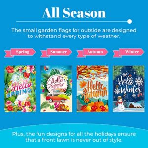 BP&Q Seasonal Garden Flags – Yard Flags for Outside 12x18 Double Sided – Outdoor Garden Flag Set - Holiday Decorations for All Seasons - Winter, Summer, Spring and Autumn