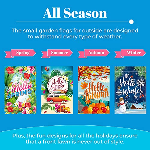 BP&Q Seasonal Garden Flags – Yard Flags for Outside 12x18 Double Sided – Outdoor Garden Flag Set - Holiday Decorations for All Seasons - Winter, Summer, Spring and Autumn