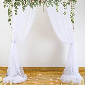 White Backdrop Curtain for Parties 10 ft x 10 ft Sheer Tulle Backdrop Drapes for Wedding Ceremony Birthday Baby Shower Photo Backdrop Curtain Decorations 2 Panels 5ft x 10ft