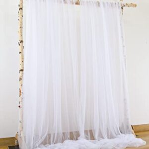 White Backdrop Curtain for Parties 10 ft x 10 ft Sheer Tulle Backdrop Drapes for Wedding Ceremony Birthday Baby Shower Photo Backdrop Curtain Decorations 2 Panels 5ft x 10ft