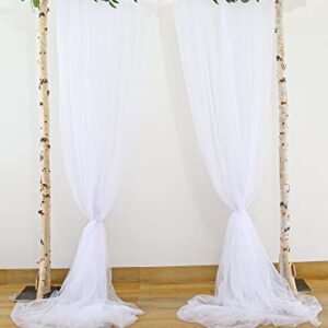 White Backdrop Curtain for Parties 10 ft x 10 ft Sheer Tulle Backdrop Drapes for Wedding Ceremony Birthday Baby Shower Photo Backdrop Curtain Decorations 2 Panels 5ft x 10ft