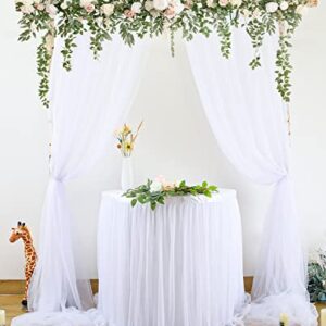 White Backdrop Curtain for Parties 10 ft x 10 ft Sheer Tulle Backdrop Drapes for Wedding Ceremony Birthday Baby Shower Photo Backdrop Curtain Decorations 2 Panels 5ft x 10ft