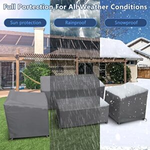 Patio Furniture Covers 4 Piece Set, Heavy Duty Waterproof Outdoor Furniture Cover, Windproof Patio Cover for Rattan Wicker Outdoor Furniture, with Buckle Strap, Grey