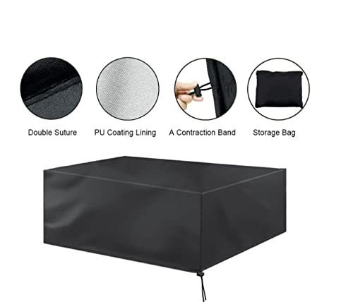 AMSAMOTION Outdoor Coffee Table Cover Rectangular Coffee Table Cover, Waterproof and Heavy Duty Outdoor Small Side Table Covers Lawn Garden Furniture Covers 44x26x13 inch, Black