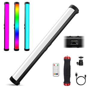 rgb led video light stick wand, obeamiu 2600-9600k portable studio photography lighting, 5000mah rechargeable battery, 21 lights effects for youtube, painting, vlog, live streaming, self broadcasting