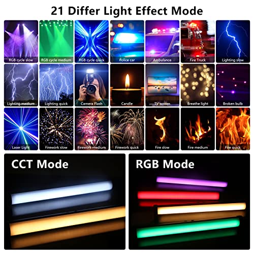 RGB Led Video Light Stick Wand, Obeamiu 2600-9600K Portable Studio Photography Lighting, 5000mAh Rechargeable Battery, 21 Lights Effects for YouTube, Painting, Vlog, Live Streaming, Self Broadcasting