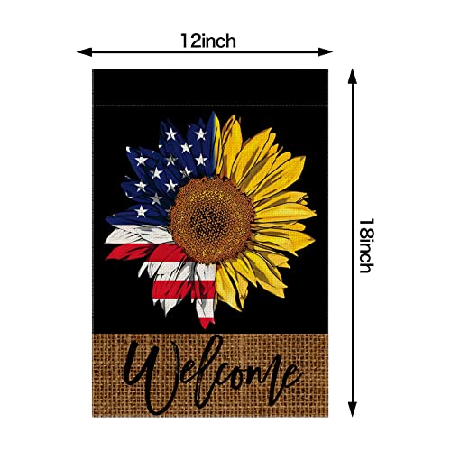 EDDERT 4th of July Garden Flag Stars Patriotic Striped Double Sided, Welcome Fourth of July Independence Day Memorial Day Flags, American Star Eucalyptus Outdoor Yard Decoration 12.5 x 18 Inch