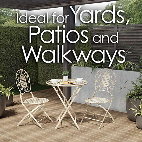 Lavish Home 80-OUTD-1 Outdoor Furniture for Garden, Patio, Porch Folding Bistro Set – 3PC Table and Chairs with Lattice & Leaf Design, White