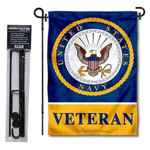 navy veteran garden flag with stand holder