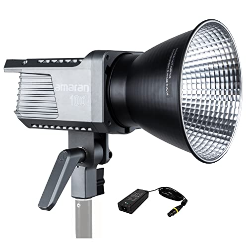 Amaran 100d LED Video Light, 130W CRI95+ TLCI96+ 39,500 lux@1m Bluetooth App Control 8 Pre-Programmed Lighting Effects DC/AC Power Supply Photography Shooting Light