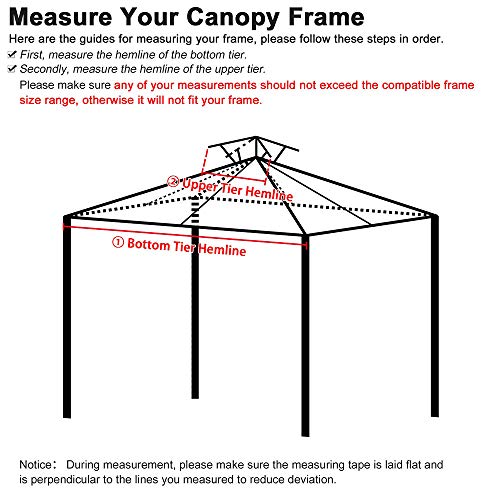 Yescom 12'x12' Gazebo Top Replacement for 2 Tier Outdoor Canopy Cover Patio Garden Yard Coffee Liqueur Y00512T10