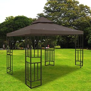 Yescom 12'x12' Gazebo Top Replacement for 2 Tier Outdoor Canopy Cover Patio Garden Yard Coffee Liqueur Y00512T10