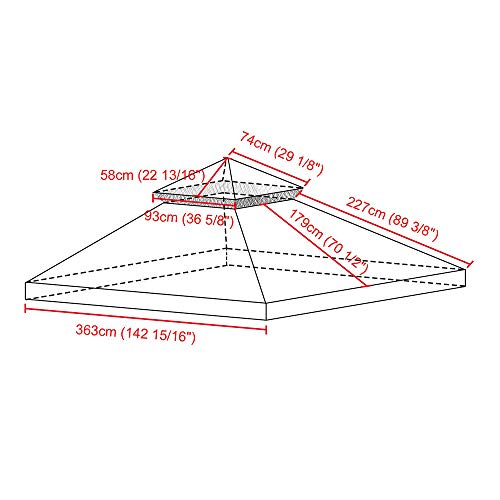 Yescom 12'x12' Gazebo Top Replacement for 2 Tier Outdoor Canopy Cover Patio Garden Yard Coffee Liqueur Y00512T10