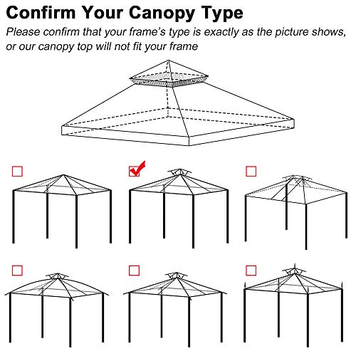 Yescom 12'x12' Gazebo Top Replacement for 2 Tier Outdoor Canopy Cover Patio Garden Yard Coffee Liqueur Y00512T10