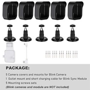 All-New Blink Outdoor Camera Wall Mount, 360° Adjustable Mount and Weather Proof Protective Housing with Blink Sync Module Outlet Mount for Blink Outdoor Security Camera System (Black, 5 Pack)