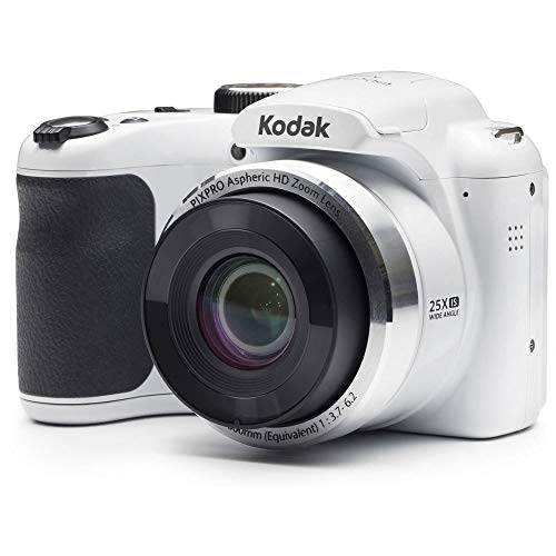 KODAK PIXPRO AZ252 Astro Zoom Digital Camera (White) Bundle with 32GB Card, Case, Accessory kit, and Rechargeable Batteries