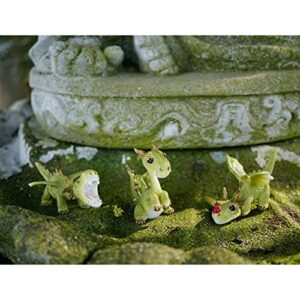 Top Collection 4413 Miniature Fairy Garden & Terrarium Mini Dragon Roaring Statue, Small, Green