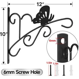 Amagabeli 4 Pack Hanging Plants Bracket 11" Planter Hooks Hanger Flower Pot Bird Feeder Wind Chimes Lanterns Patio Lawn Garden for Outdoor Indoor Wall Fence Screw Mount Against Door Arm Black BG156