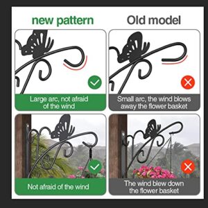 Amagabeli 4 Pack Hanging Plants Bracket 11" Planter Hooks Hanger Flower Pot Bird Feeder Wind Chimes Lanterns Patio Lawn Garden for Outdoor Indoor Wall Fence Screw Mount Against Door Arm Black BG156