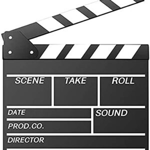 Movie Film Clap Board, Hollywood Clapper Board Wooden Film Movie Clapboard Accessory with Black & White, 12"x11" Give Away White Erasable Pen