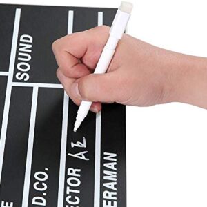 Movie Film Clap Board, Hollywood Clapper Board Wooden Film Movie Clapboard Accessory with Black & White, 12"x11" Give Away White Erasable Pen