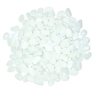 glow in the dark pebble stones – 200 glow rocks for outdoor yard landscaping and garden use, and indoor fish tank aquarium, glow-in-the-dark party décor and crafts, white stones with blue glow