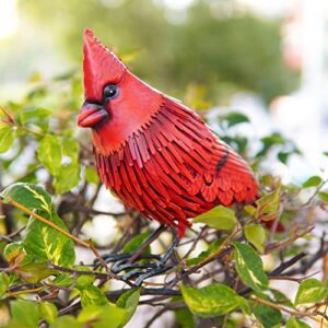 haitianxin Metal Cardinal Garden Decor Outdoor, Creative Large Red Bird Statue Yard Ornament, Cardinal Garden Decorations Yard Art for Patio Lawn Pathway Courtyard Vacation Holiday Collectible