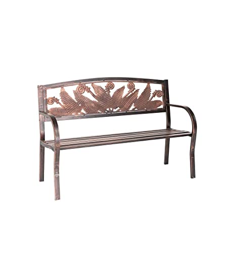 Plow and Hearth Fern Fronds Metal Garden Bench