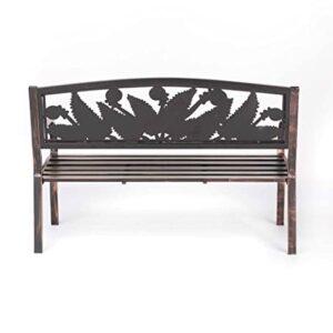 Plow and Hearth Fern Fronds Metal Garden Bench