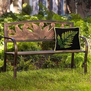 Plow and Hearth Fern Fronds Metal Garden Bench