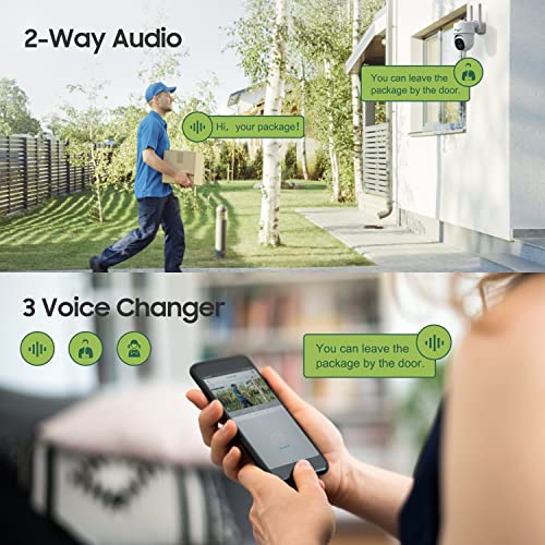 4G LTE Cellular Security Camera Outdoor Wireless, Cameras Without Wifi Needed 360° PTZ 2K/3MP Color Night Vision, 2 Way Talk, PIR Motion Detection, Spotlight & Siren, No WiFi Needed, IP66, Cloud/SD