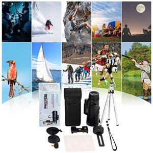 GTSSGTR Monocular Telescope for Smartphone, 12x50 Waterproof, Anti-Fog, Shockproof Night Vision Monocular, with Smart Phone Holder Multi-Function Tripod, for Bird Watching, Camping, Hunting,Hiking