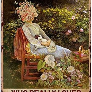 Funny Garden Decor Vintage Tin Sign Once Upon A Time There was A Girl Who Really Loved Dogs and Gardening Metal Signs for Garden Bedroom Home Outdoor Hippie Wall Art Poster 8x12 Inch