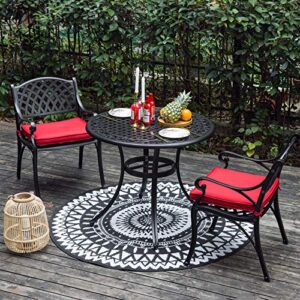 Nuu Garden Cast Aluminum Patio Dining Chairs with Armrests for Indoor Outdoor Bistro Chairs for Balcony, Backyard, Garden, Black with Gold-Painted Edge