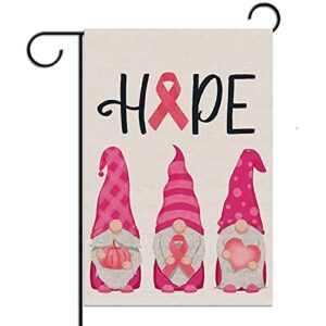 breast cancer awareness garden flag gnome hope pink ribbon pumpkin vertical double sized yard outdoor decoration