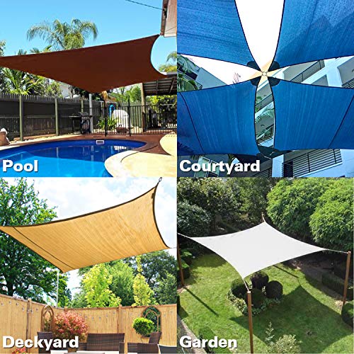 KANAGAWA Sun Shade Sail 10'x13' Grey Rectangle UV Block Canopy Awning Shelter Fabric Cloth Screen for Outdoor Patio Garden Backyard Activities