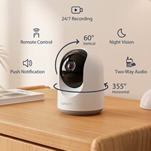 GNCC Pet Camera, Indoor Camera for Baby/Pet/Security with Night Vision, Dog Camera, 2-Way Audio, 2.4G WiFi, 360° PTZ Remote Control(Manual Up and Down), Smart Detection, SD&Cloud Storage, P1