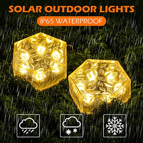 8 Pieces Solar Ground Lights, in Ground Solar Brick Lights, Outdoor Solar Decor, 6 LED Warm White Waterproof Pathway Lights for Landscape Walkway Path Yard Garden Patio Pool Lawn Driveway