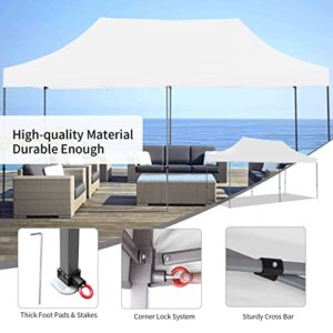 DOIT 10 x 20 FT Pop Up Canopy Tent, Instant Folding Shelter Gazebo for Outdoor Party, Event, Wedding & Camping, Easy Up Lawn & Garden Canopy Tent with Potable Wheeled Carrying Bag - White