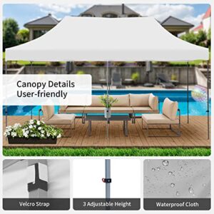 DOIT 10 x 20 FT Pop Up Canopy Tent, Instant Folding Shelter Gazebo for Outdoor Party, Event, Wedding & Camping, Easy Up Lawn & Garden Canopy Tent with Potable Wheeled Carrying Bag - White