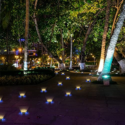 Solar Ground Lights 12 Pcs Disk Lights Outdoor - Powered Waterproof In-Ground Lights,Solar Landscape Lighting as Halloween Decorations Outdoor for Garden Lawn Patio Pathway Yard Deck Walkway Driveway