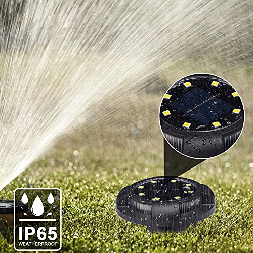 Solar Ground Lights 12 Pcs Disk Lights Outdoor - Powered Waterproof In-Ground Lights,Solar Landscape Lighting as Halloween Decorations Outdoor for Garden Lawn Patio Pathway Yard Deck Walkway Driveway