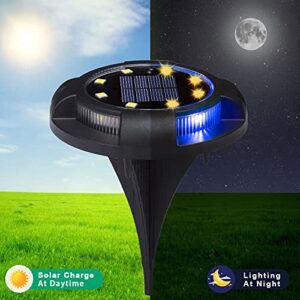 Solar Ground Lights 12 Pcs Disk Lights Outdoor - Powered Waterproof In-Ground Lights,Solar Landscape Lighting as Halloween Decorations Outdoor for Garden Lawn Patio Pathway Yard Deck Walkway Driveway