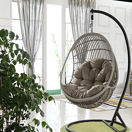 Hanging Basket Hanging Egg Chair Cushions,Indoor/Outdoor Swing Chair Cushion,Waterproof Soft Comfy Hammock Chair Seat Pads Back Cushion,Basket Chair Cushion for Patio Garden (Dark Grey)