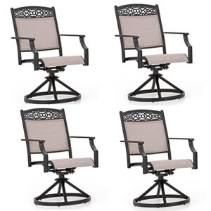 mfstudio cast aluminum frame patio sling dining swivel chairs set of 4，outdoor textilene furniture for lawn garden backyard