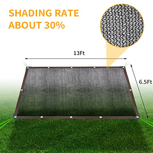 30% Shade Cloth Garden Shade Mesh Net with Grommets - Sun Shade Cover for Pergola, Patio Plants, Greenhouse, Chicken Coop, Outdoor (6.5Ft x 13Ft)