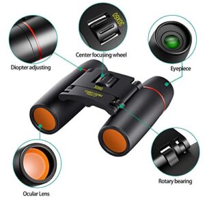 30x60 Mini Compact Binoculars for Kids and Adults, Portable Pocket Foldable Binoculars for Waterproof Bird Watching, Mountaineering, Outdoor Hunting